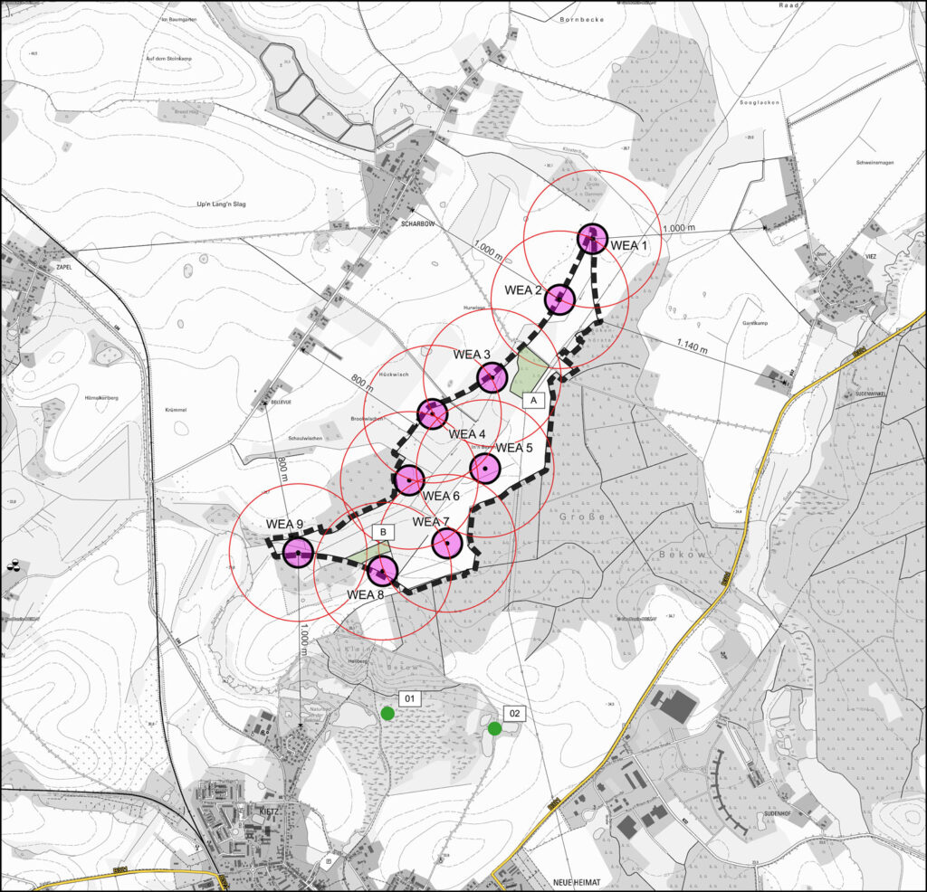 Siedlungsabstaende und Standortplan